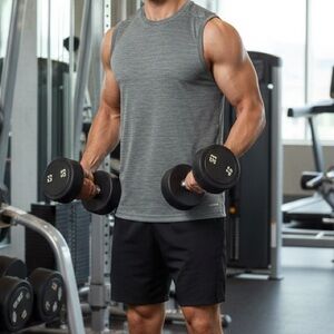 Tek Gear Mens Sleeveless Training Tee - Moisture Wicking Gym Tank - Heather Gray